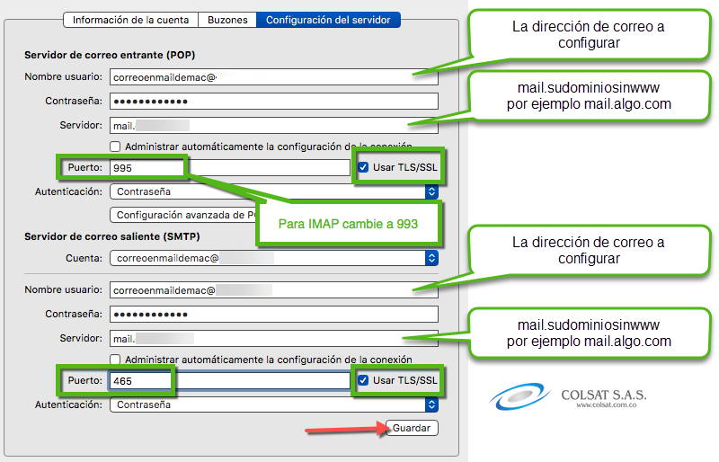 Paso 8 Configurar cuenta de correo en Mail de Mac